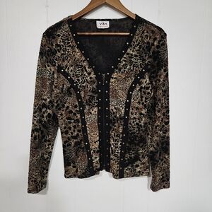 YM Yvonne Marie, Division of Selene, Vintage Brown & Black Animal Print Top